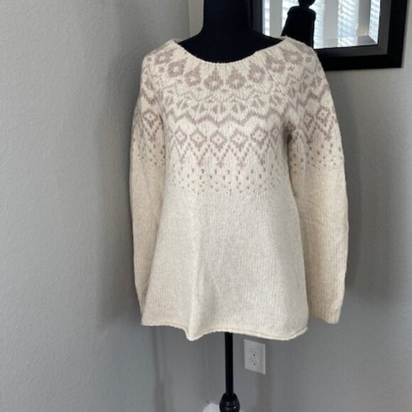 SONOMA Nordic Fair Isle Oversized Pullover Sweater Ivory Small - Picture 9 of 14